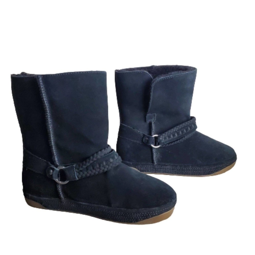Tara M. Zoe Black Suede and Shearling Wool Warm Cushioned Boots Size 7 ZT12R04